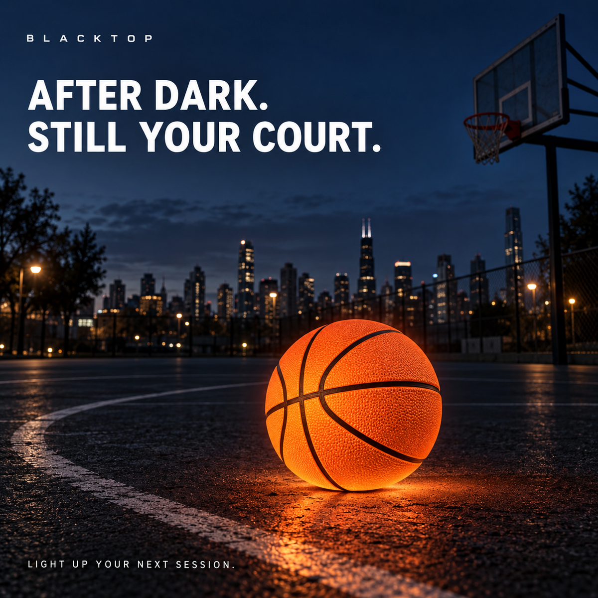 Basket lumineux — Le panier après la tombée de la nuit
