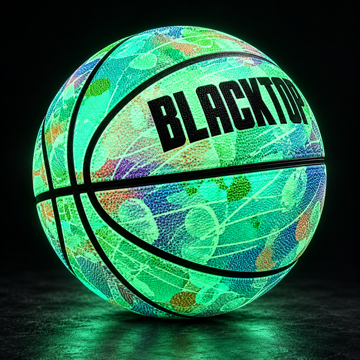Leuchtender Basketball – Körbe nach Einbruch der Dunkelheit