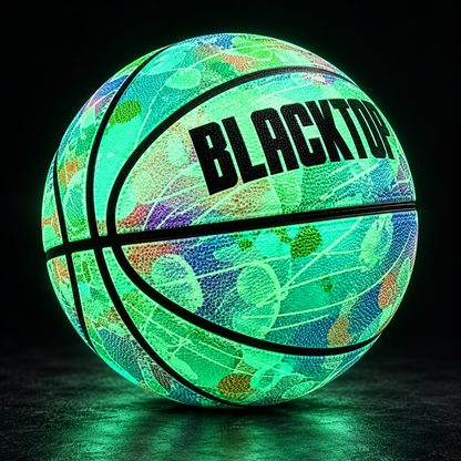 Leuchtender Basketball – Körbe nach Einbruch der Dunkelheit